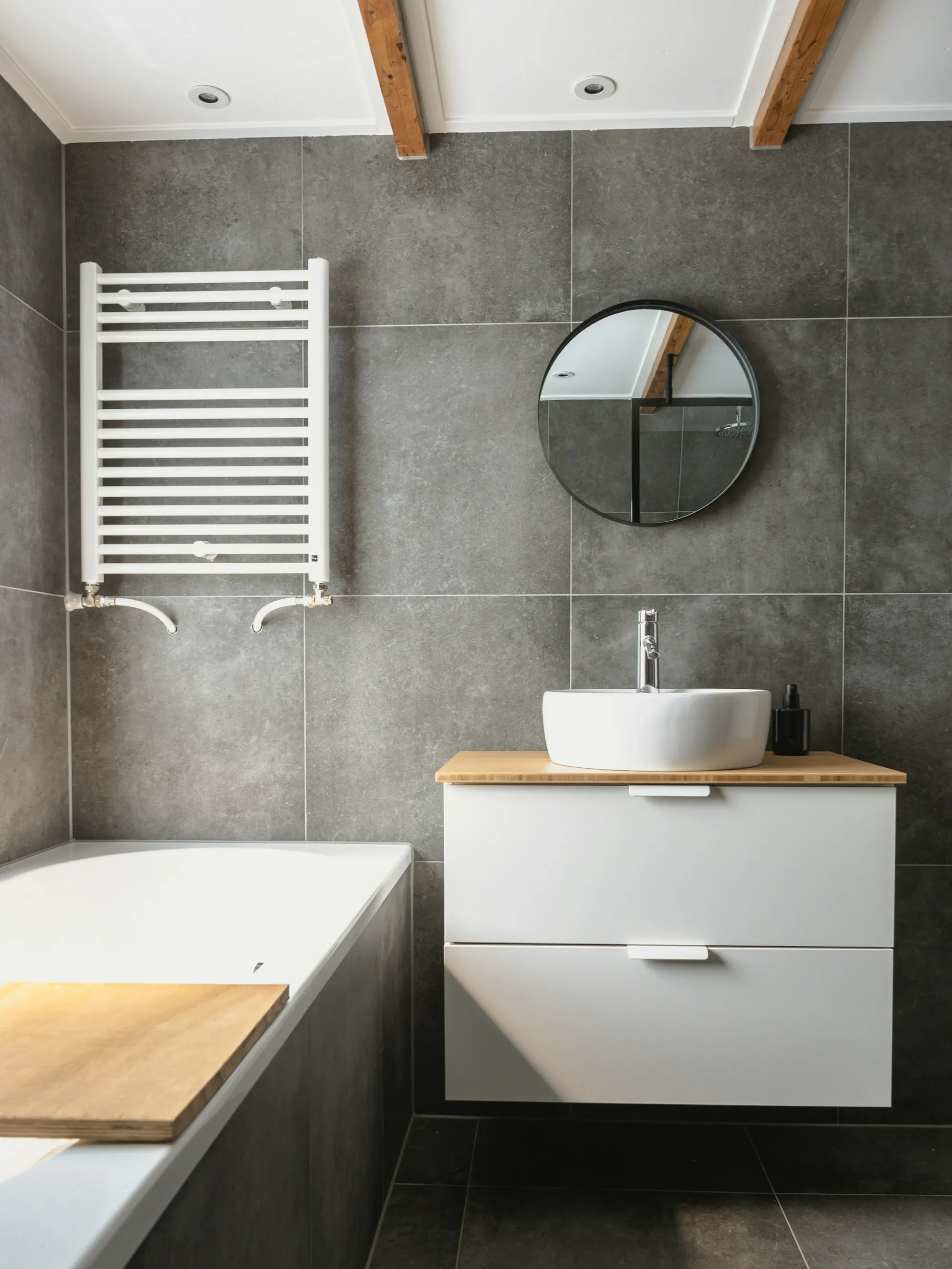 Remodeled bathroom with new fixtures