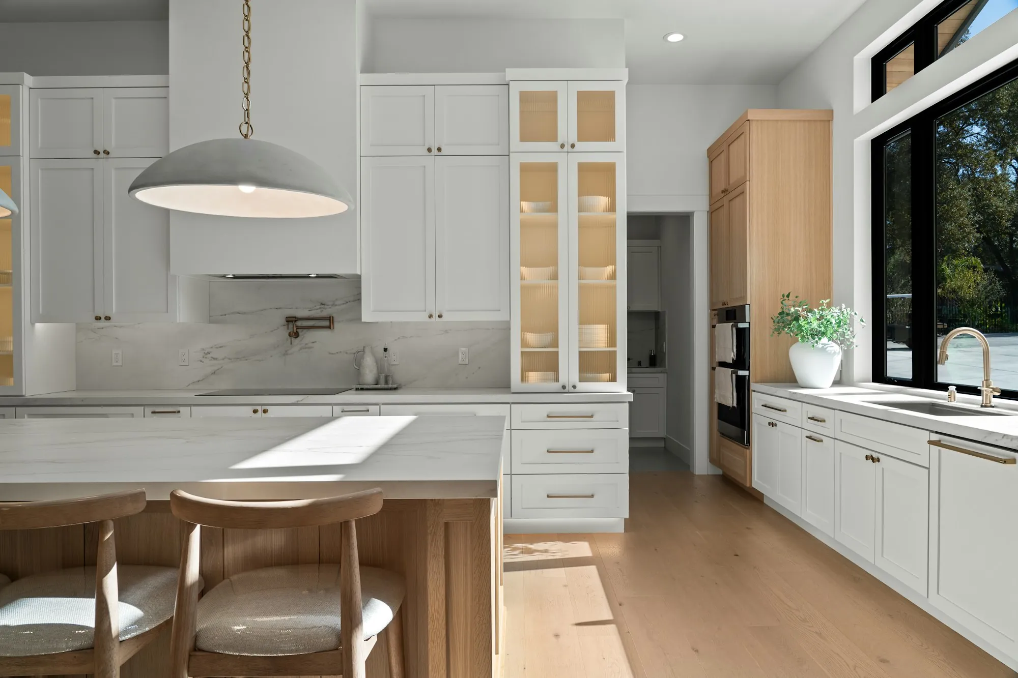 Remodeled kitchen with new cabinets and counters